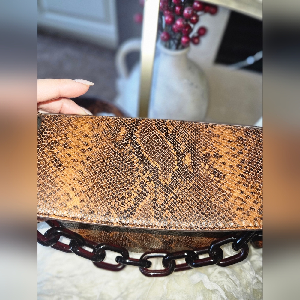 Yuzefi Doris Brown Snake Skin Pattern Bag-EUC - Picture 7 of 15